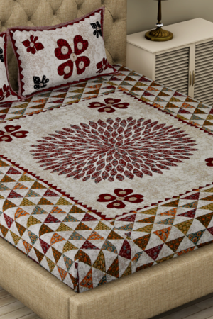 Ajarakh Print Doublebed Bedsheet with Pillow Cover