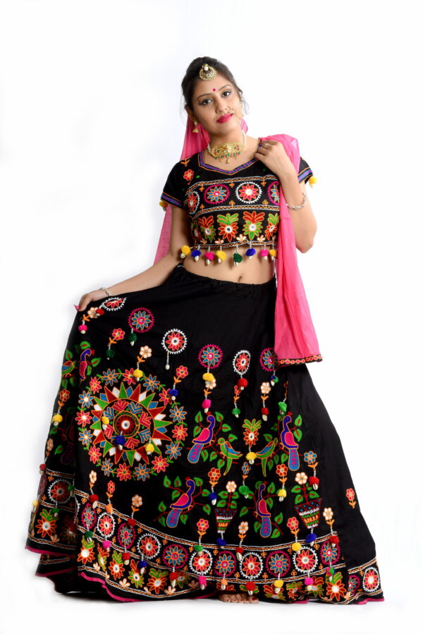 Black kutchi hand Ari wollen work with peacock and parrot