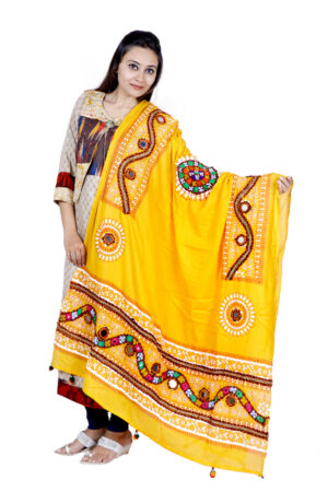Cotton Kutchi Hand work Dupatta with Tassels