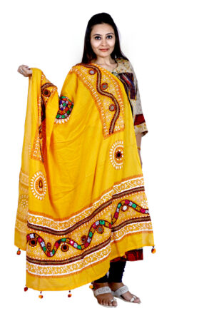 Cotton Kutchi Hand work Dupatta with Tassels