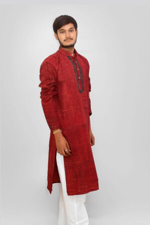 Brush Print Hand printed mens kurta