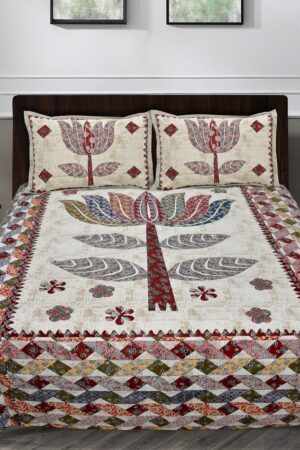 Ajarakh Print Doublebed Bedsheet with Pillow Cover