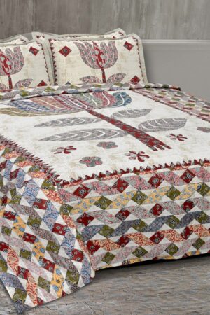 Ajarakh Print Doublebed Bedsheet with Pillow Cover