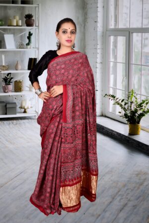 Modal silk Ajarakh Saree