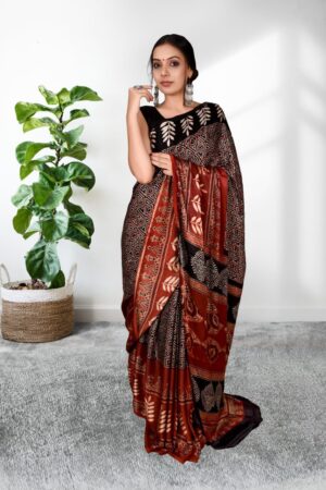 Modal silk Ajarakh Saree