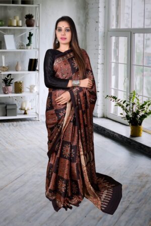 Modal silk Ajarakh Saree