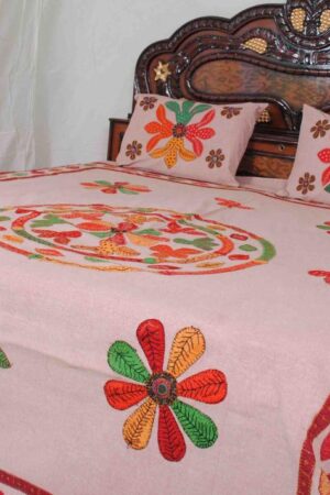 Stone Wash Handmade Katha stiched Bedsheet with pillow covers