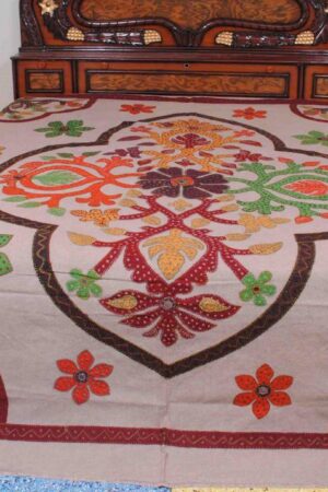 Stone Wash Rangoli Handmade Katha stiched Bedsheet with pillow covers