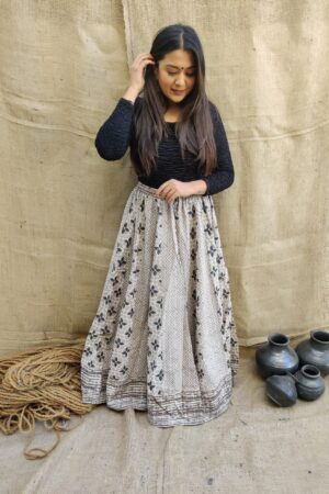 Handprinted Dabu Print Skirt