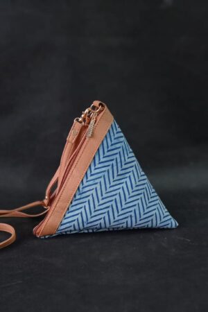 Square Shape Indigo Hand Print Sling Purse