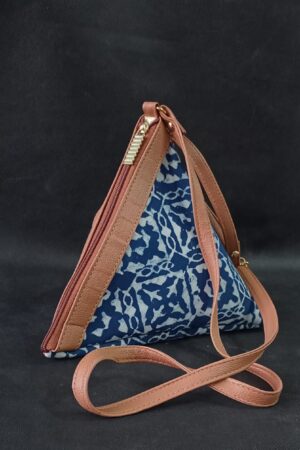 Square Shape Indigo Hand Print Sling Purse