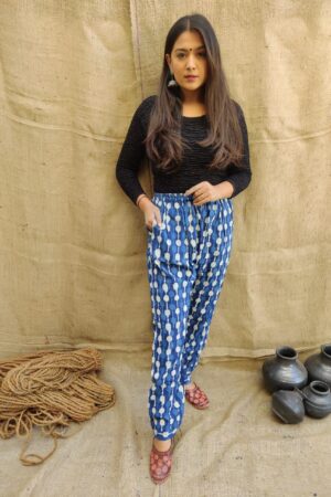 Womens Indigo Handprint pants