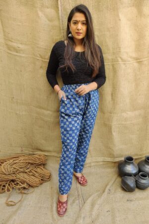 Woemns Indigo handprint pants