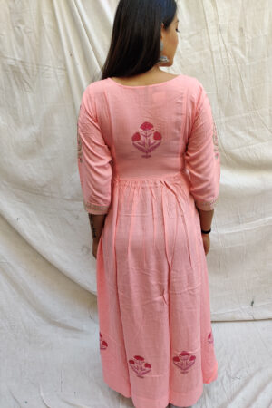 Rayon Long weaving work kurti with block print