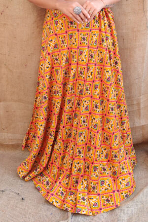 Yellow Patola Cotton Silk Skirt