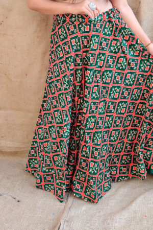 Patola Print Cotton skirt checks