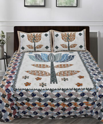 Ajarakh Print Doublebed Bedsheet with Pillow Cover