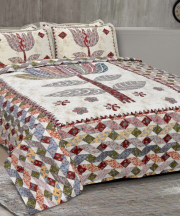 Ajarakh Print Doublebed Bedsheet with Pillow Cover