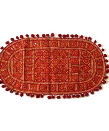 Kutchi Hand Work TableCloth with Tassels