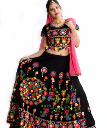 Peackock Design Chaniya Choli Kutchi Woolen Work