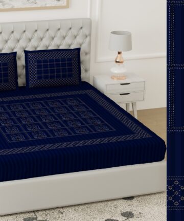 Doublebed Glace cotton Hand made bedsheet with pillow cover