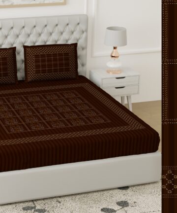 Doublebed Glace cotton Hand made bedsheet with pillow cover
