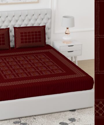 Doublebed Glace cotton Hand made bedsheet with pillow cover