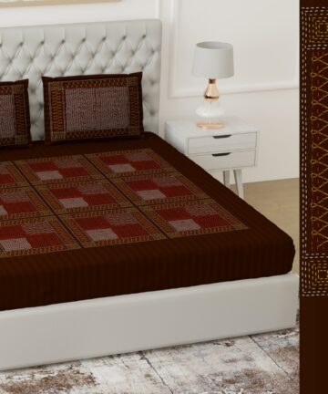 Doublebed Glace cotton Hand made bedsheet with pillow cover