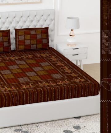 Doublebed Glace cotton Hand made bedsheet with pillow cover