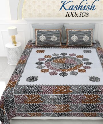 traditional rangoli block print bedsheet 100*108