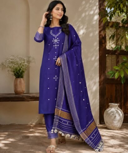 kalla cotton dress material with talles dupptta